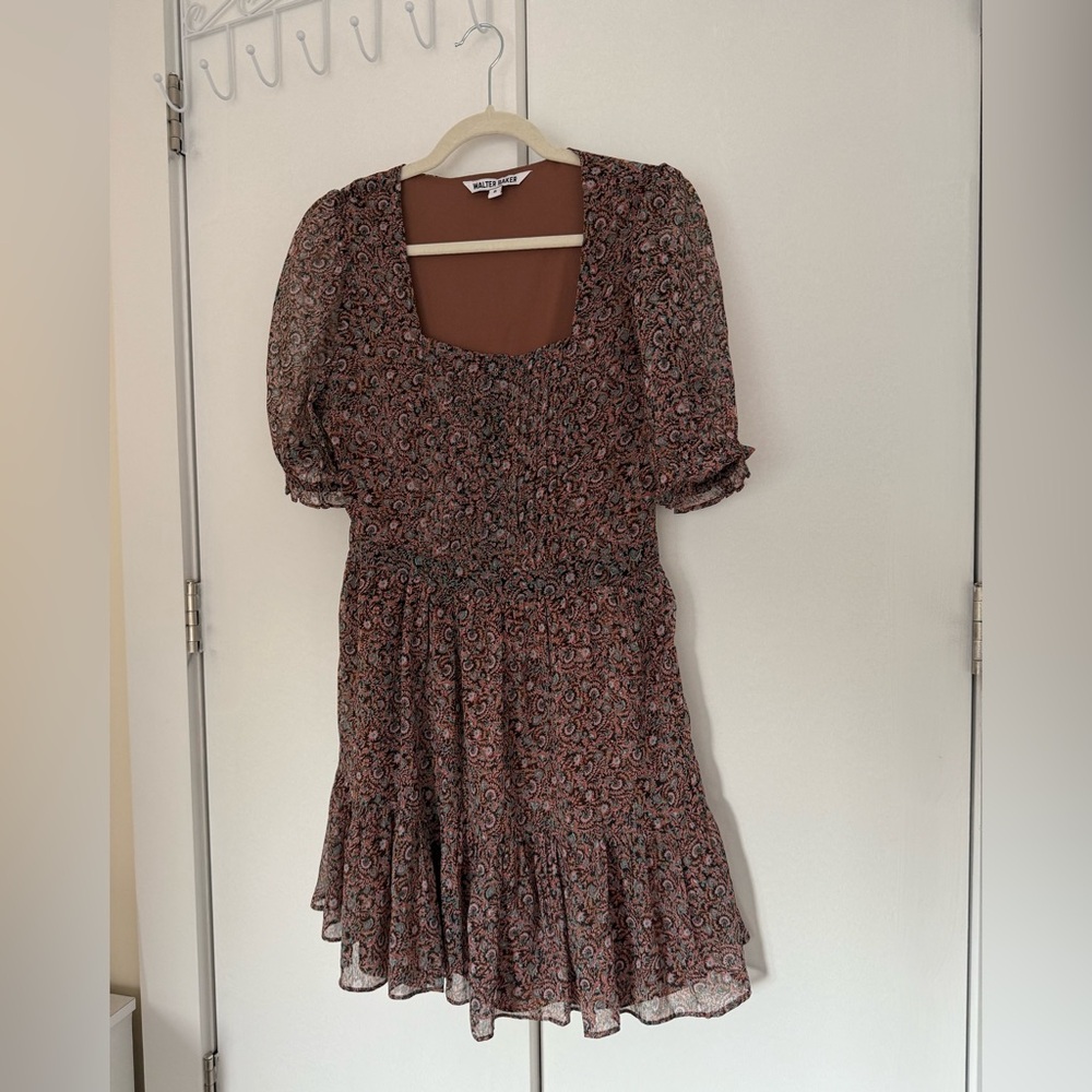 Walter Baker Paisley Mini Dress with Puff Sleeves